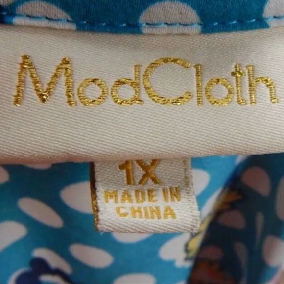 Modcloth Blue Floral Polka Dot Sleeveless Top - Picture 3 of 3